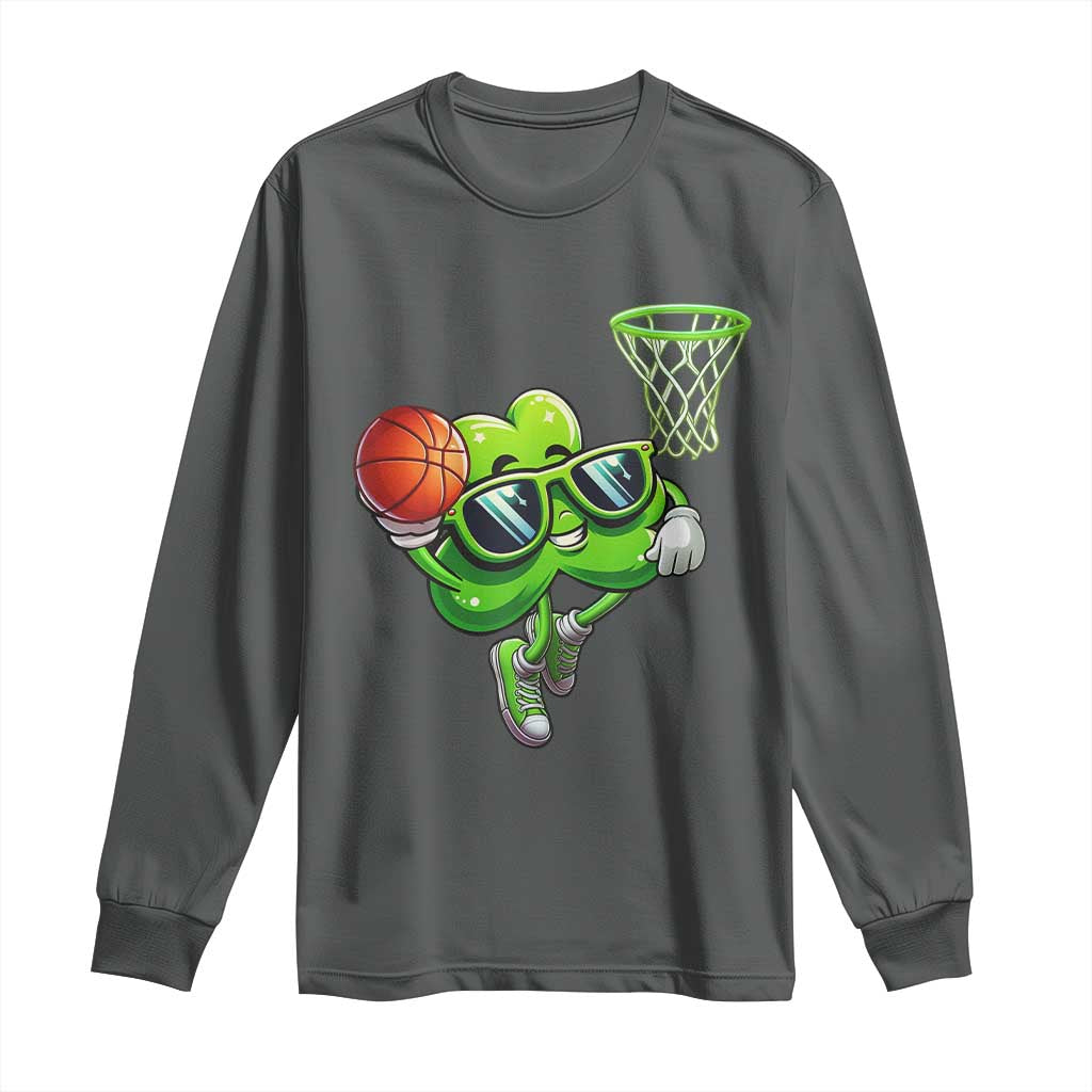 Funny St Patrick's Day Basketball Green Shamrock Long Sleeve Shirt