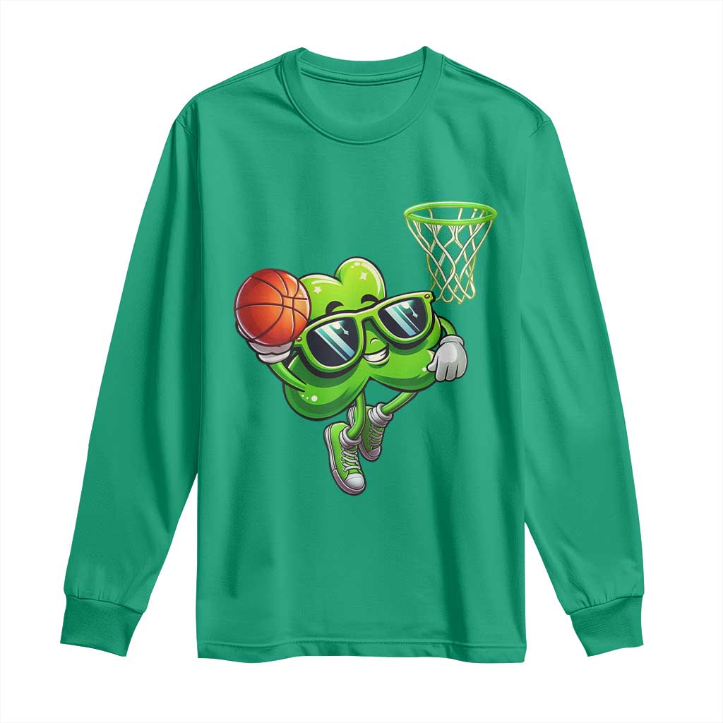 Funny St Patrick's Day Basketball Green Shamrock Long Sleeve Shirt