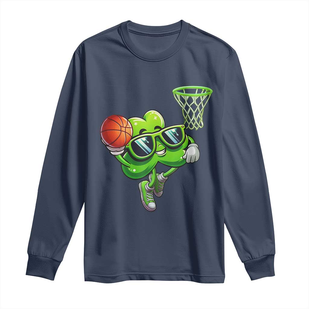 Funny St Patrick's Day Basketball Green Shamrock Long Sleeve Shirt