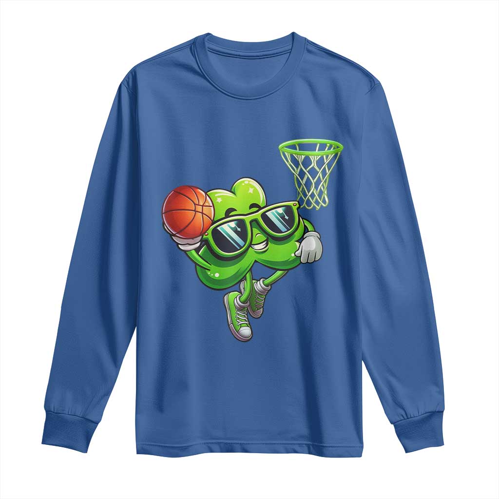 Funny St Patrick's Day Basketball Green Shamrock Long Sleeve Shirt
