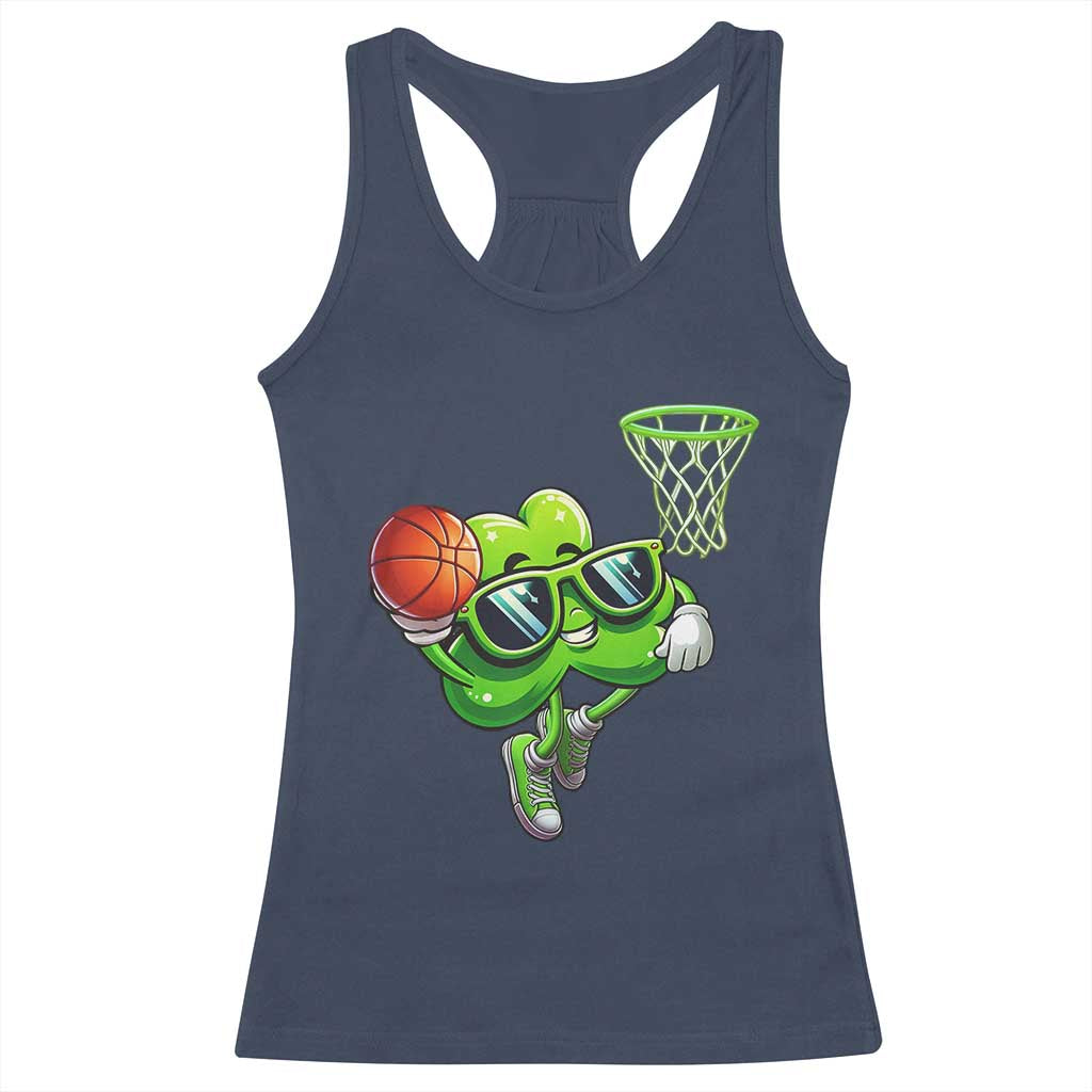 Funny St Patrick's Day Basketball Green Shamrock Racerback Tank Top