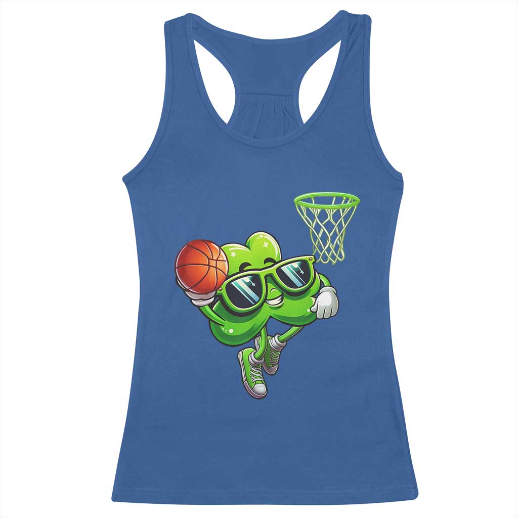 Funny St Patrick's Day Basketball Green Shamrock Racerback Tank Top