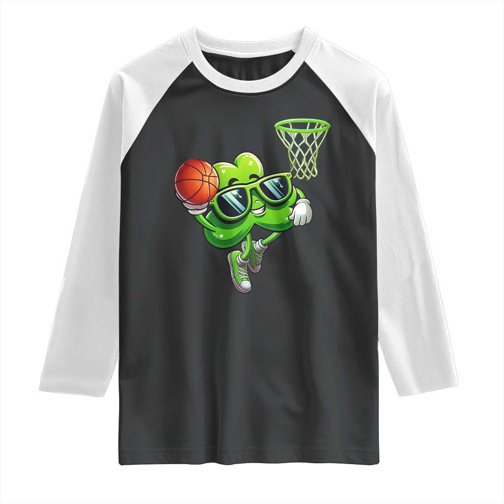 Funny St Patrick's Day Basketball Green Shamrock Raglan Shirt