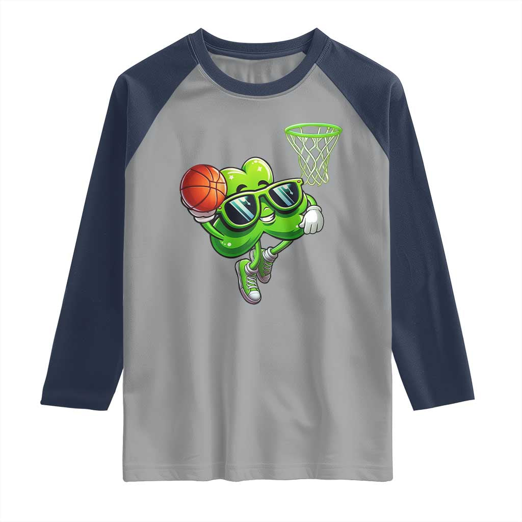 Funny St Patrick's Day Basketball Green Shamrock Raglan Shirt