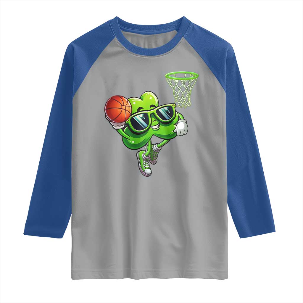 Funny St Patrick's Day Basketball Green Shamrock Raglan Shirt