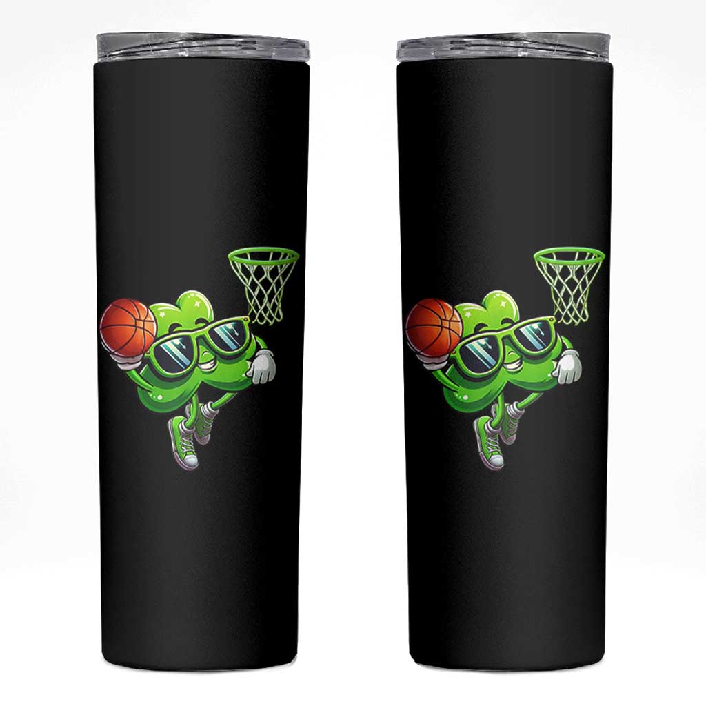 Funny St Patrick's Day Basketball Green Shamrock Skinny Tumbler