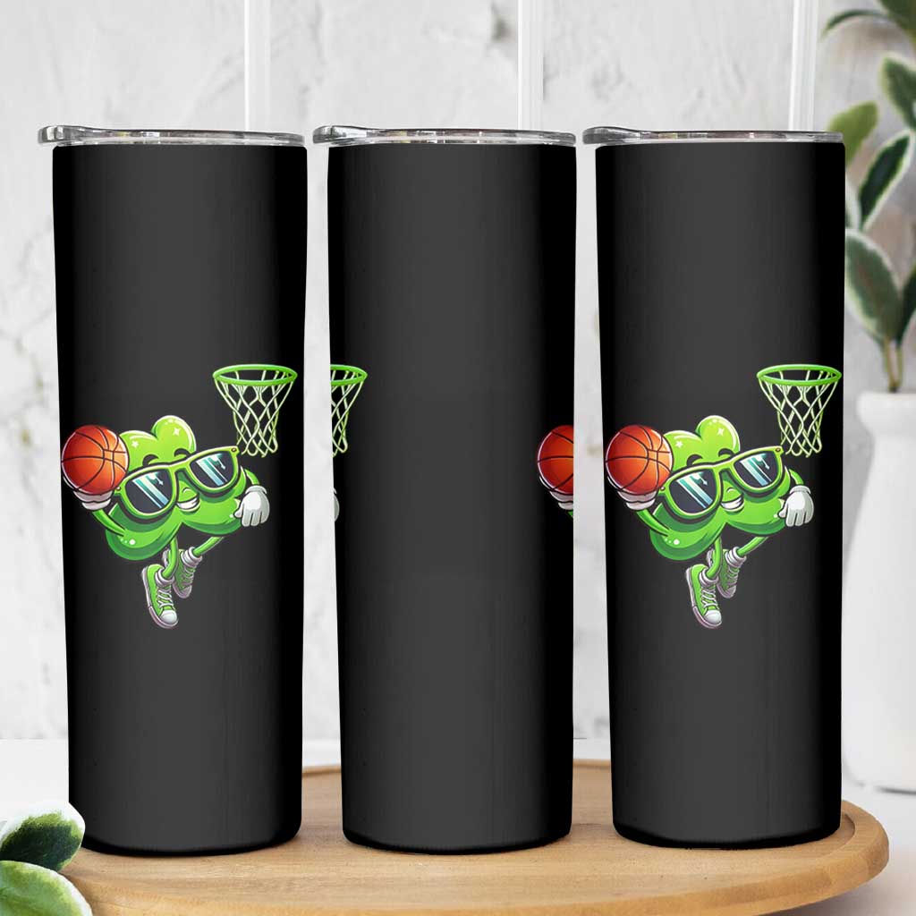 Funny St Patrick's Day Basketball Green Shamrock Skinny Tumbler