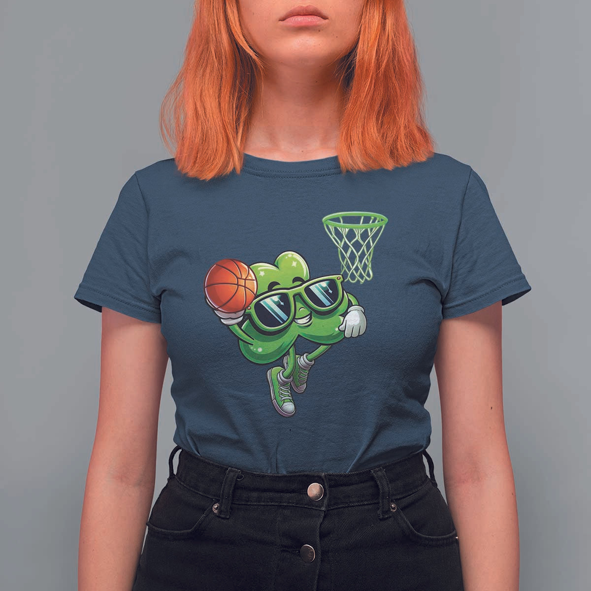 Funny St Patrick's Day Basketball Green Shamrock T Shirt For Women