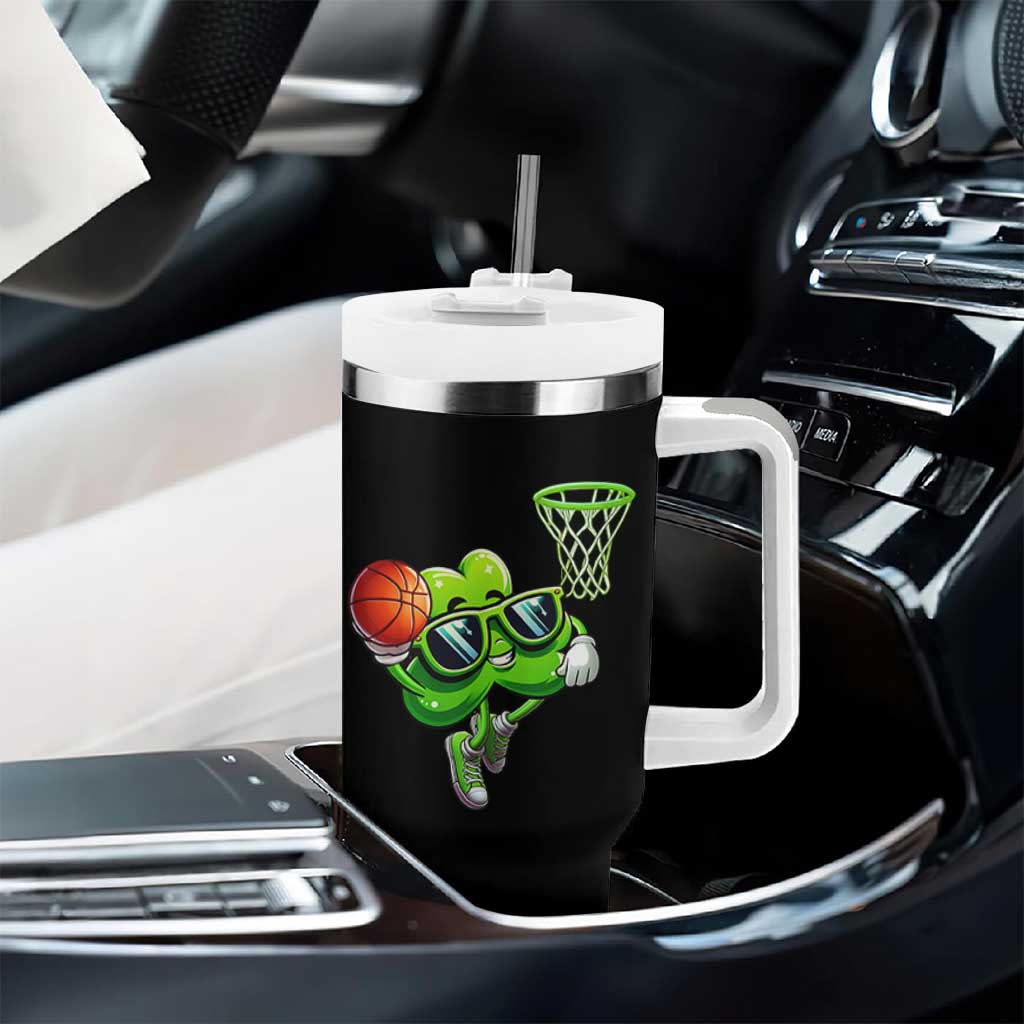 Funny St Patrick's Day Basketball Green Shamrock Tumbler With Handle