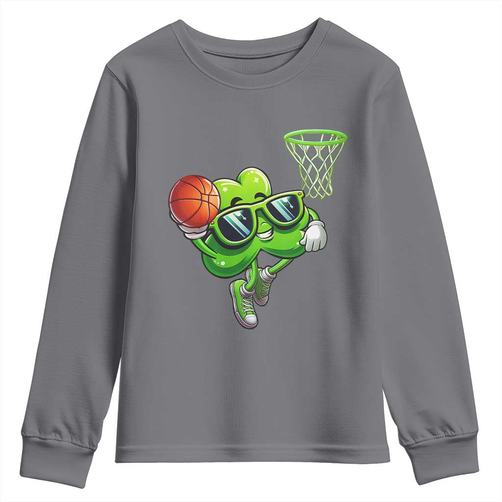 Funny St Patrick's Day Basketball Green Shamrock Youth Sweatshirt