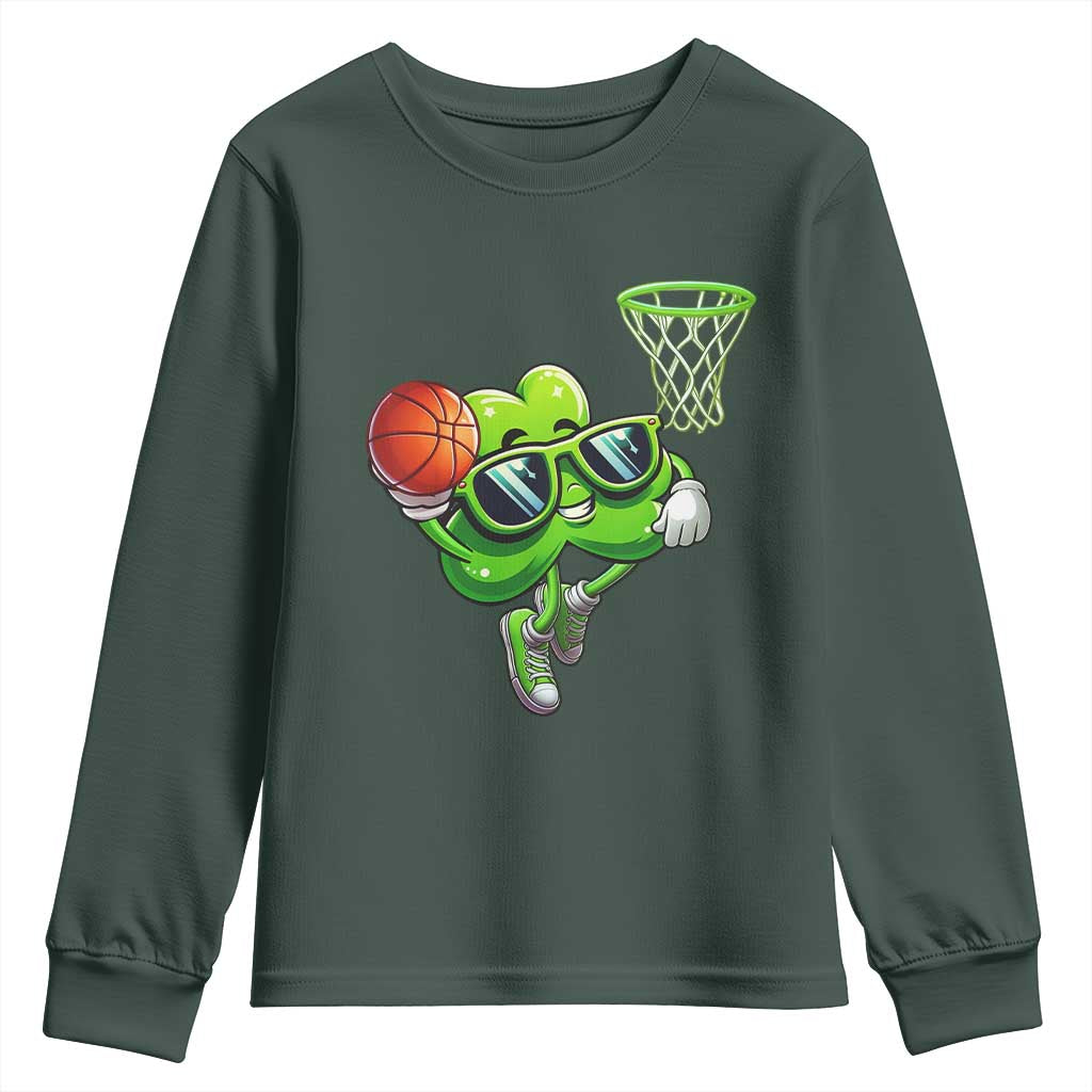 Funny St Patrick's Day Basketball Green Shamrock Youth Sweatshirt