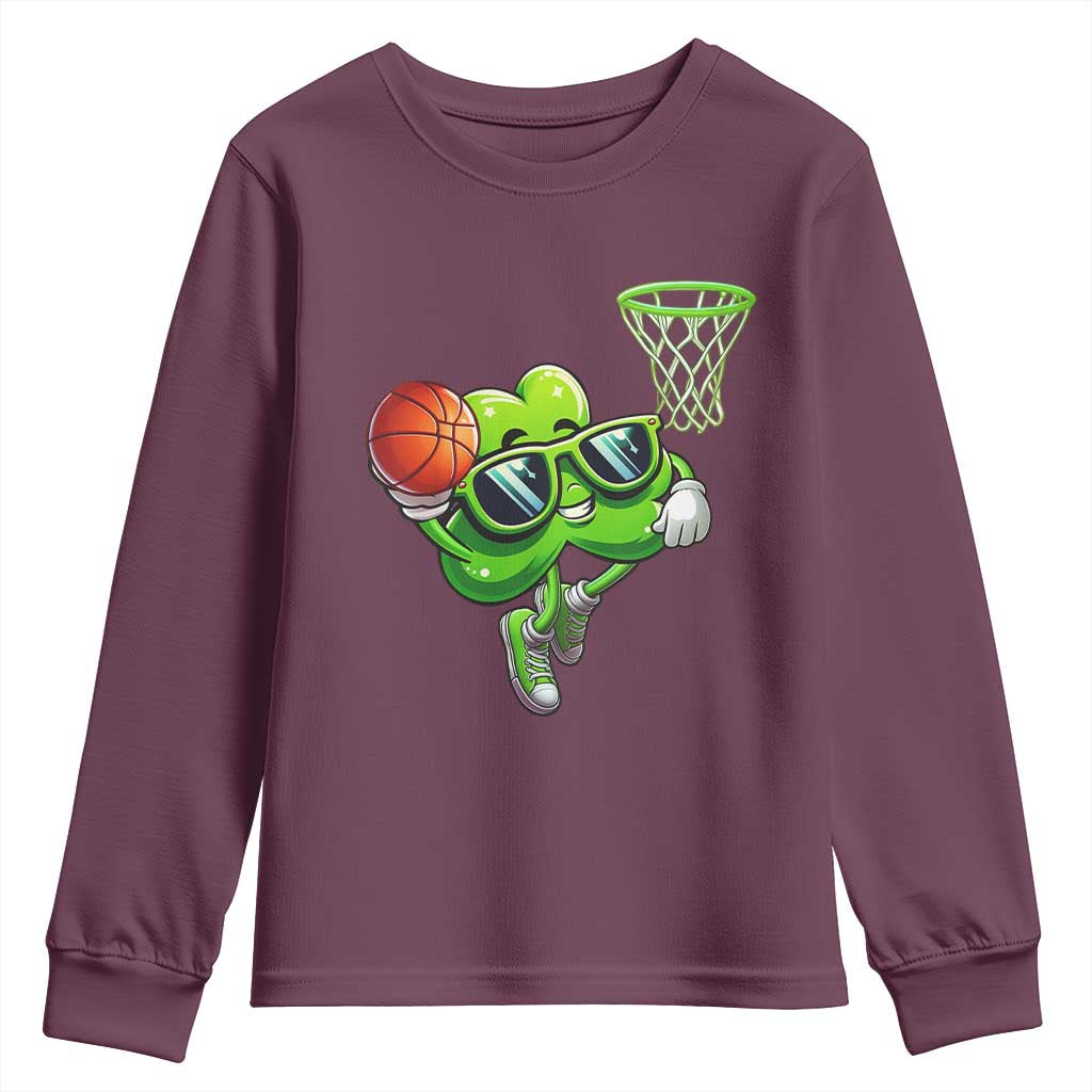 Funny St Patrick's Day Basketball Green Shamrock Youth Sweatshirt