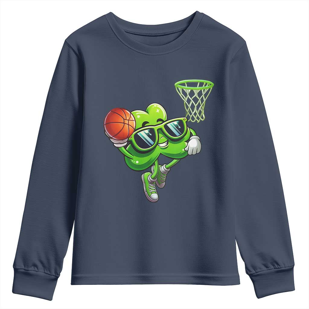 Funny St Patrick's Day Basketball Green Shamrock Youth Sweatshirt
