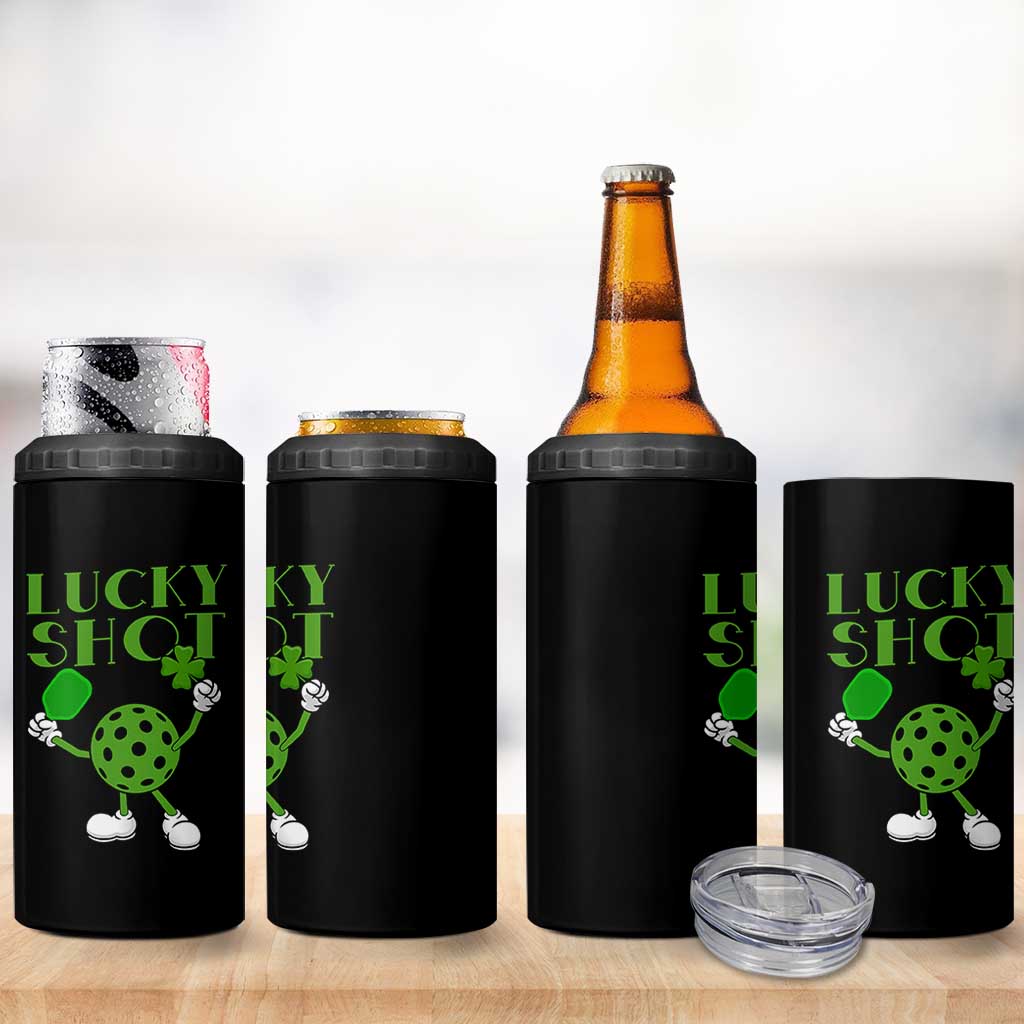 Funny St Patrick's Day Pickleball Lucky Shot 4 in 1 Can Cooler Tumbler