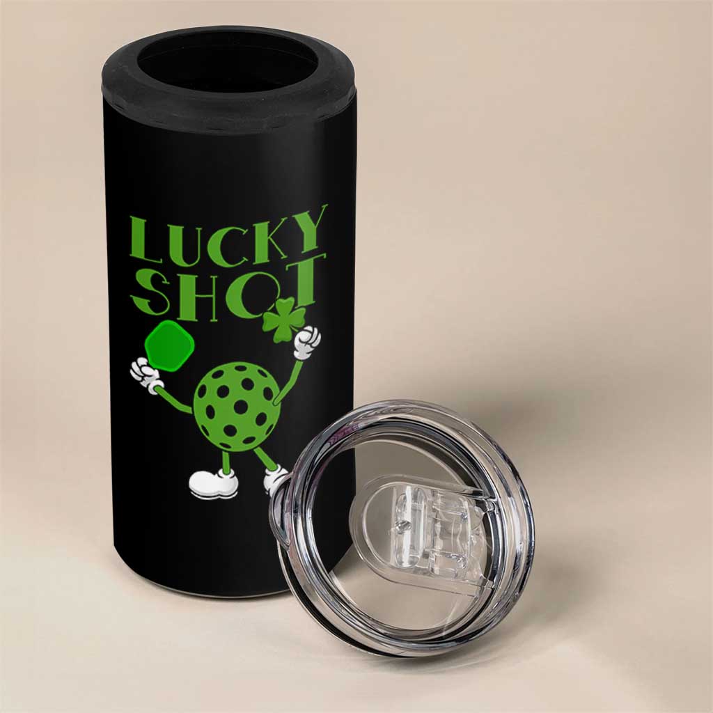 Funny St Patrick's Day Pickleball Lucky Shot 4 in 1 Can Cooler Tumbler