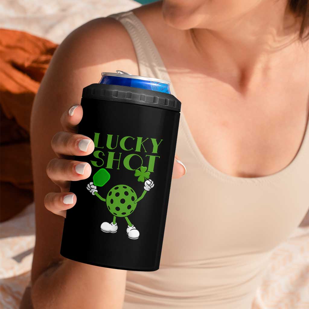 Funny St Patrick's Day Pickleball Lucky Shot 4 in 1 Can Cooler Tumbler