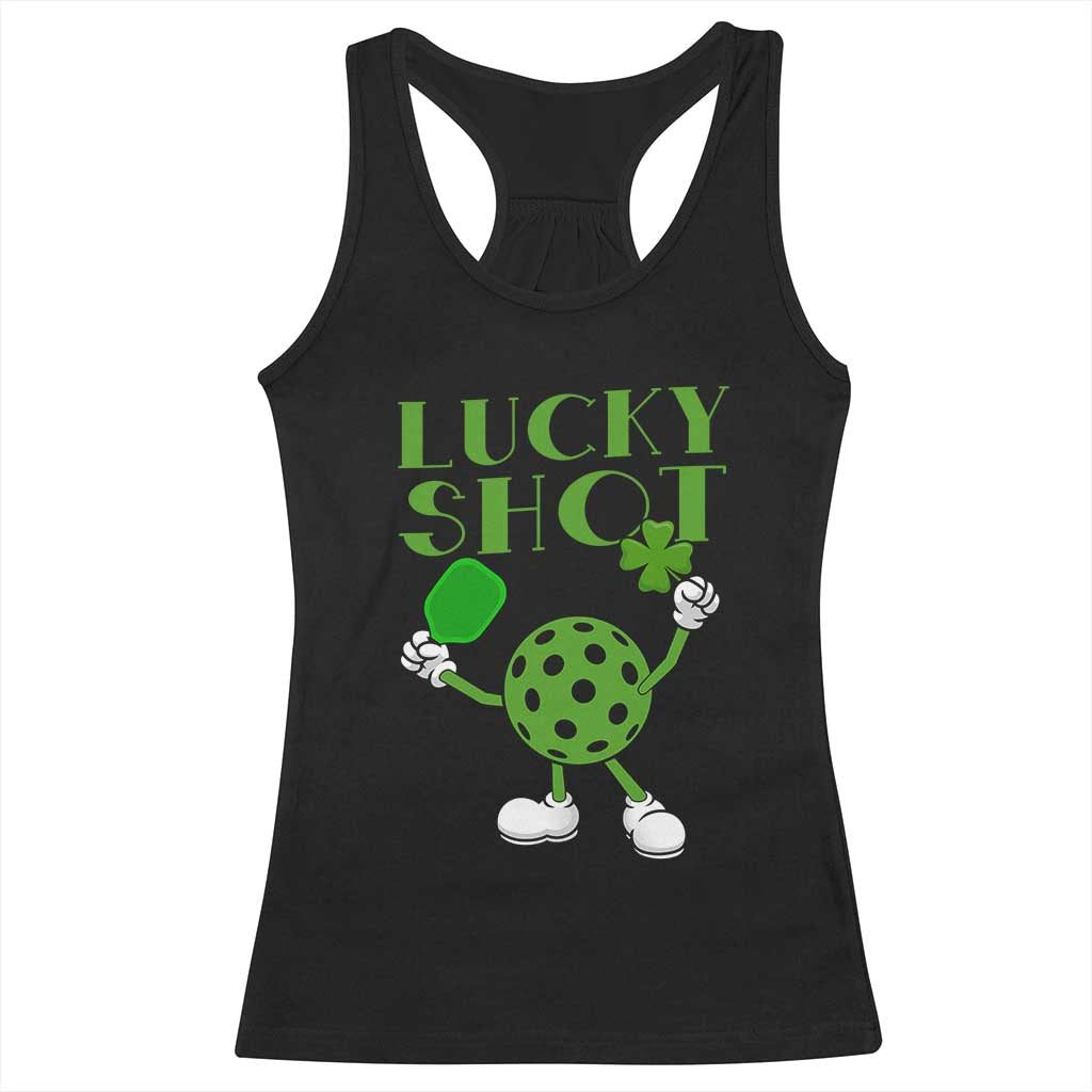 Funny St Patrick's Day Pickleball Lucky Shot Racerback Tank Top