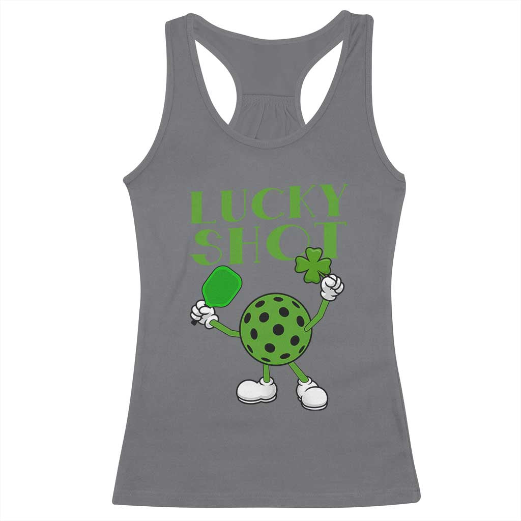Funny St Patrick's Day Pickleball Lucky Shot Racerback Tank Top