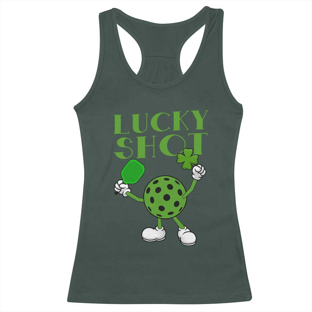 Funny St Patrick's Day Pickleball Lucky Shot Racerback Tank Top