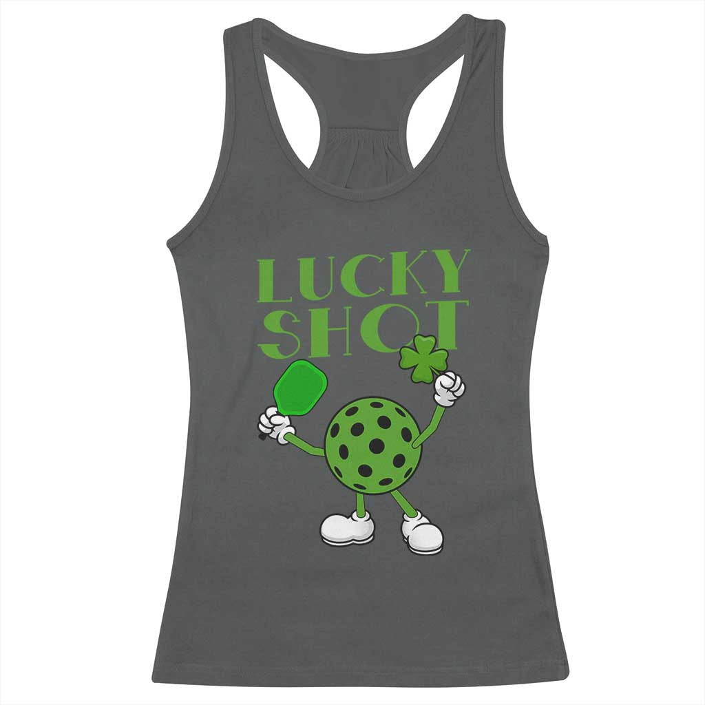 Funny St Patrick's Day Pickleball Lucky Shot Racerback Tank Top