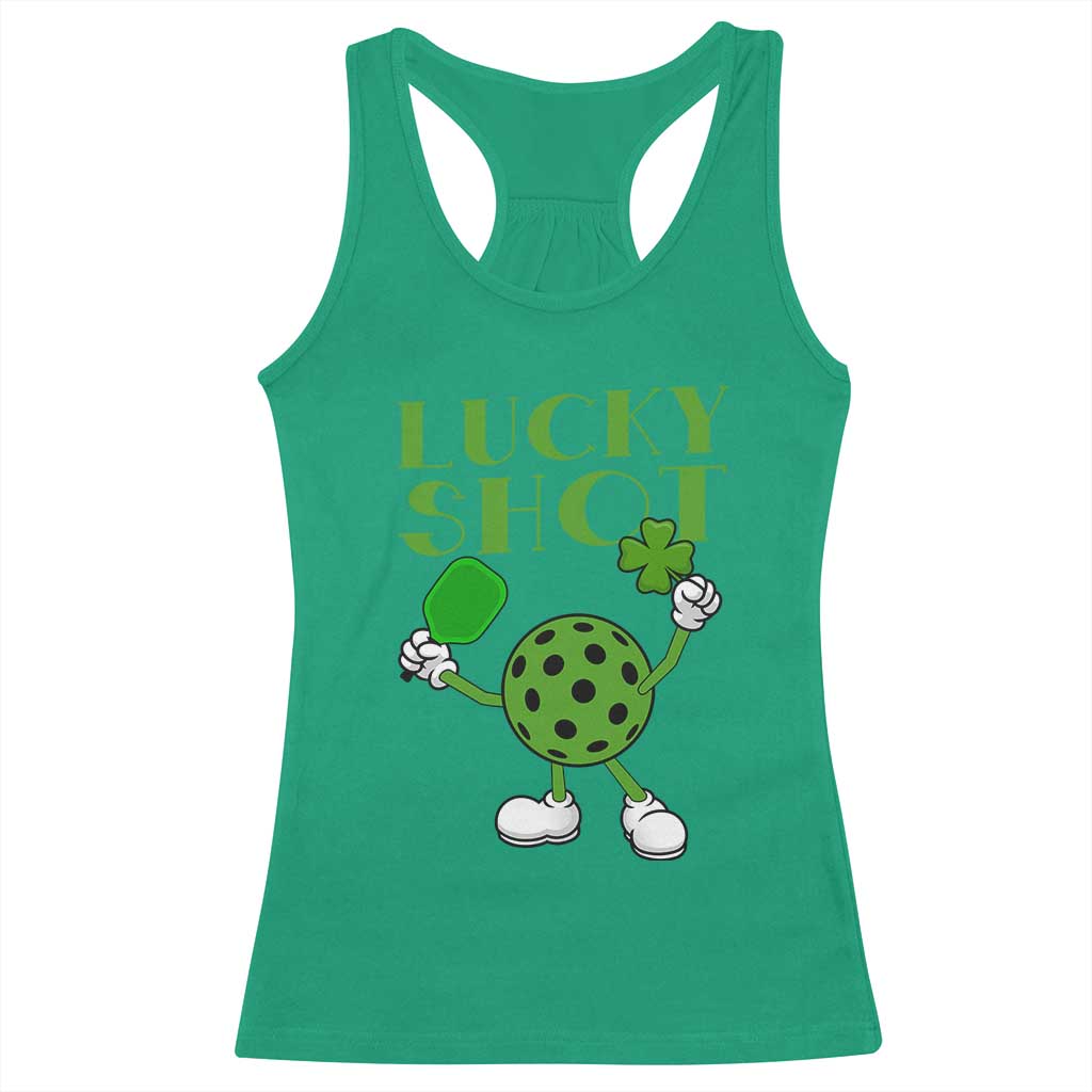 Funny St Patrick's Day Pickleball Lucky Shot Racerback Tank Top