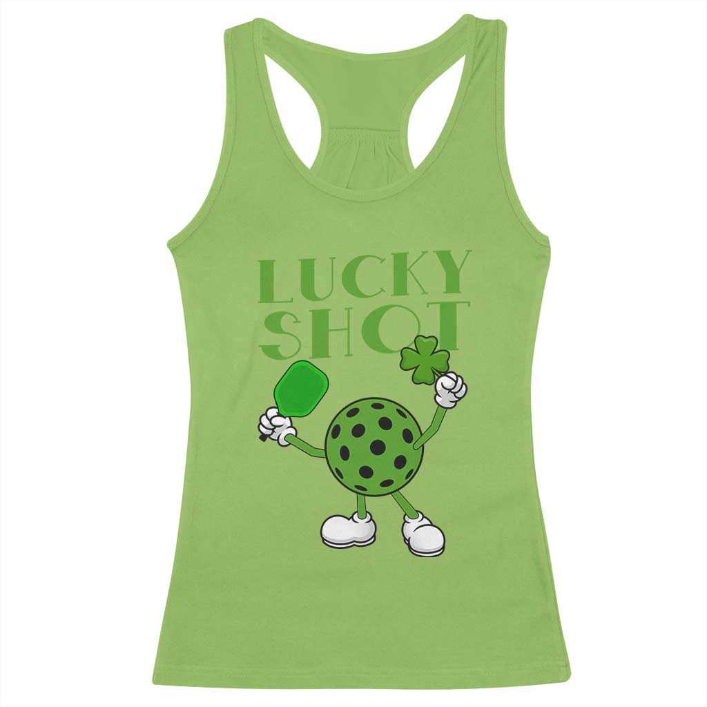 Funny St Patrick's Day Pickleball Lucky Shot Racerback Tank Top