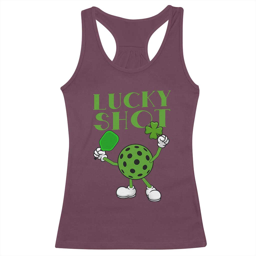 Funny St Patrick's Day Pickleball Lucky Shot Racerback Tank Top