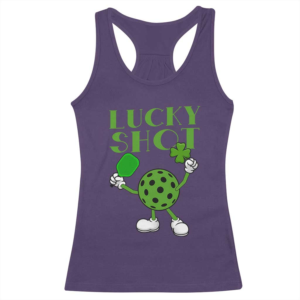 Funny St Patrick's Day Pickleball Lucky Shot Racerback Tank Top