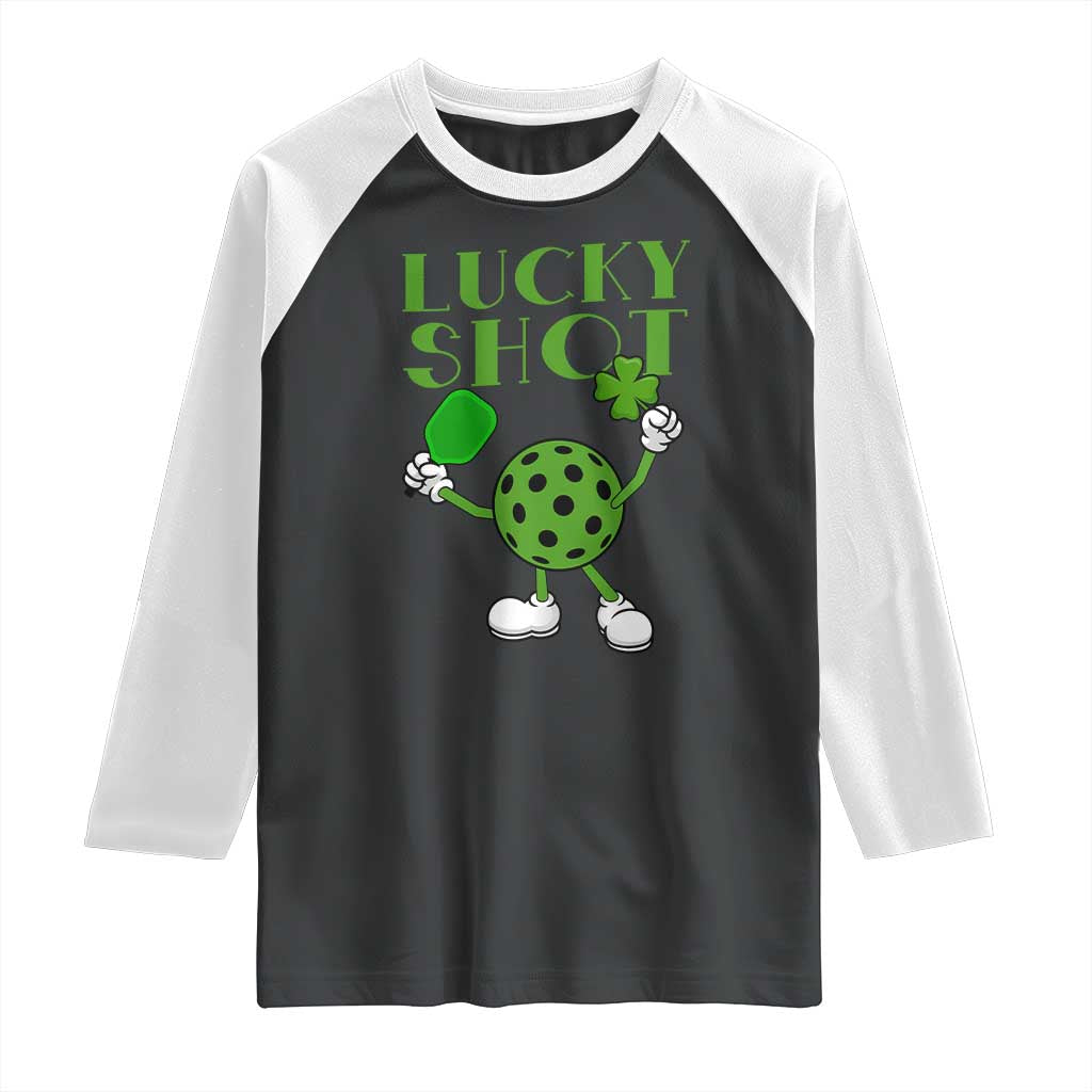 Funny St Patrick's Day Pickleball Lucky Shot Raglan Shirt