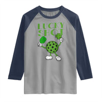 Funny St Patrick's Day Pickleball Lucky Shot Raglan Shirt