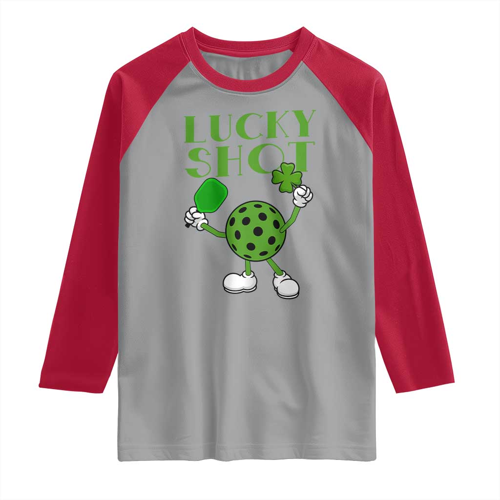 Funny St Patrick's Day Pickleball Lucky Shot Raglan Shirt