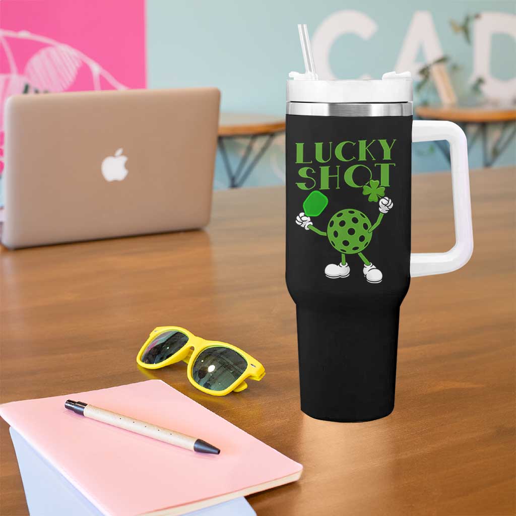 Funny St Patrick's Day Pickleball Lucky Shot Tumbler With Handle