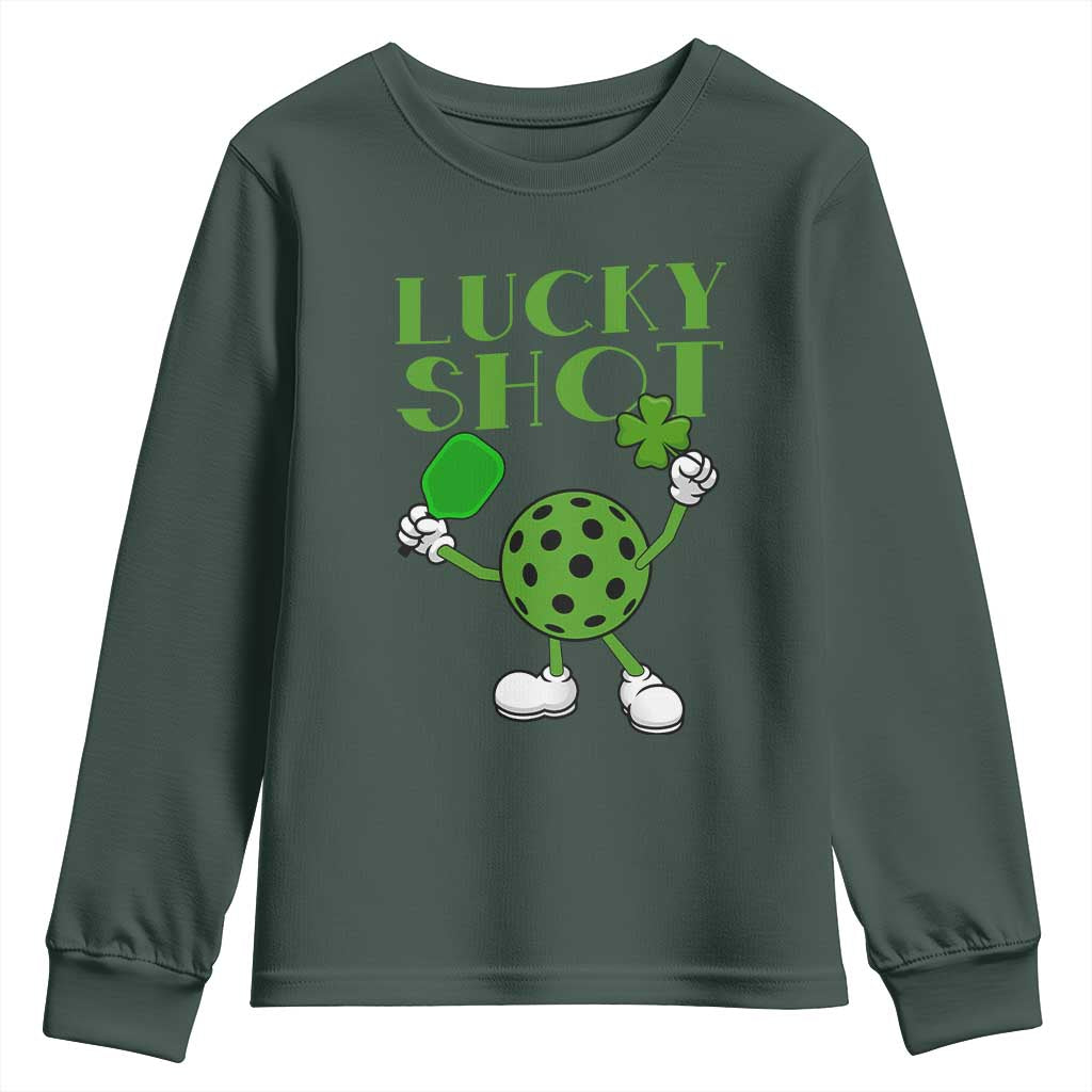 Funny St Patrick's Day Pickleball Lucky Shot Youth Sweatshirt