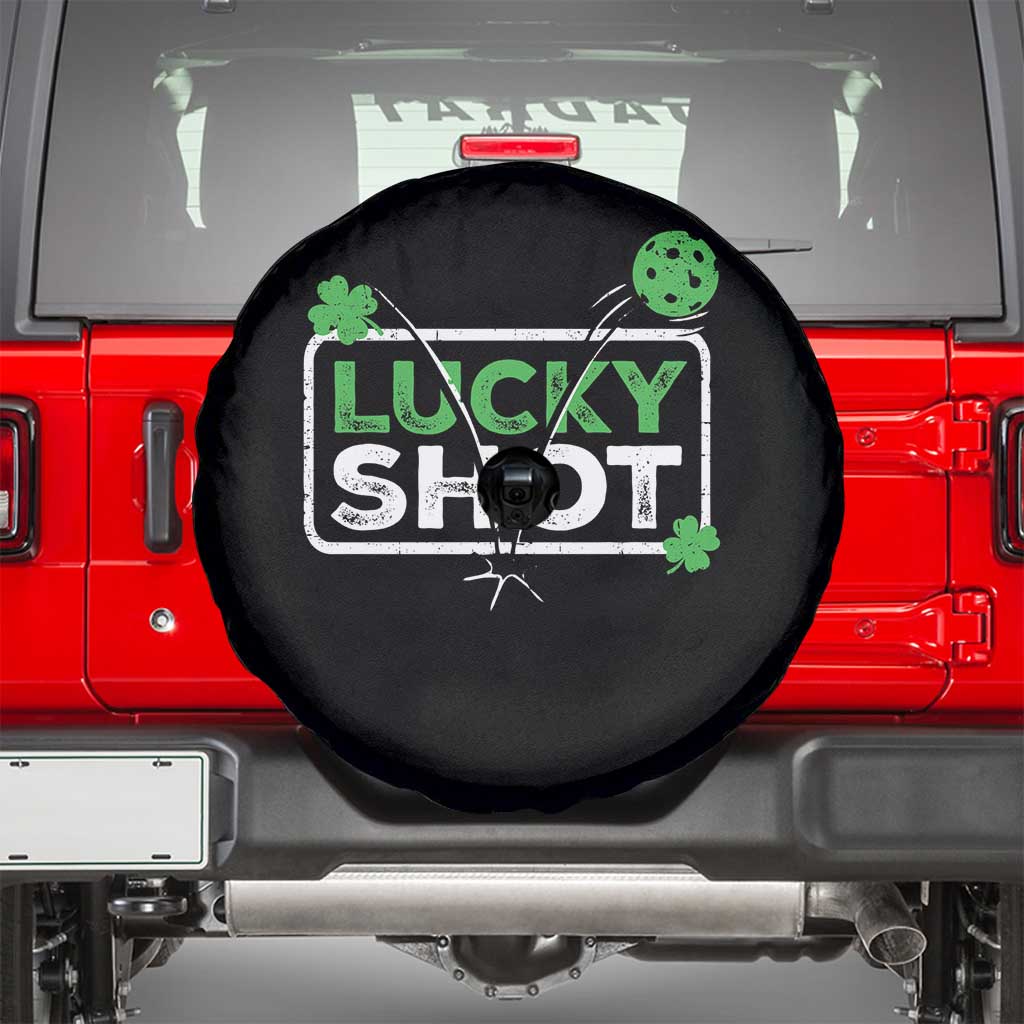 Funny St Patrick's Day Pickleball Spare Tire Cover Lucky Shot Shamrock