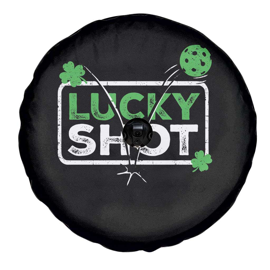 Funny St Patrick's Day Pickleball Spare Tire Cover Lucky Shot Shamrock