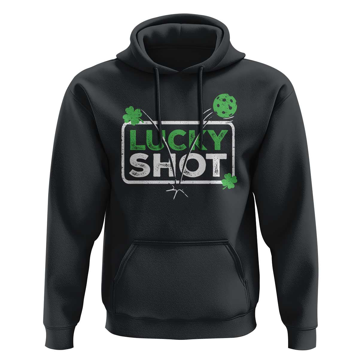 Funny St Patrick's Day Pickleball Hoodie Lucky Shot Shamrock