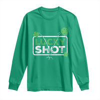 Funny St Patrick's Day Pickleball Long Sleeve Shirt Lucky Shot Shamrock