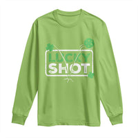 Funny St Patrick's Day Pickleball Long Sleeve Shirt Lucky Shot Shamrock