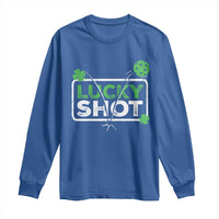 Funny St Patrick's Day Pickleball Long Sleeve Shirt Lucky Shot Shamrock