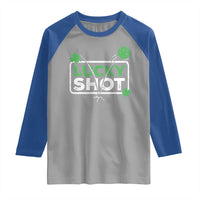 Funny St Patrick's Day Pickleball Raglan Shirt Lucky Shot Shamrock