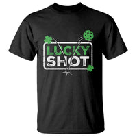 Funny St Patrick's Day Pickleball T Shirt Lucky Shot Shamrock