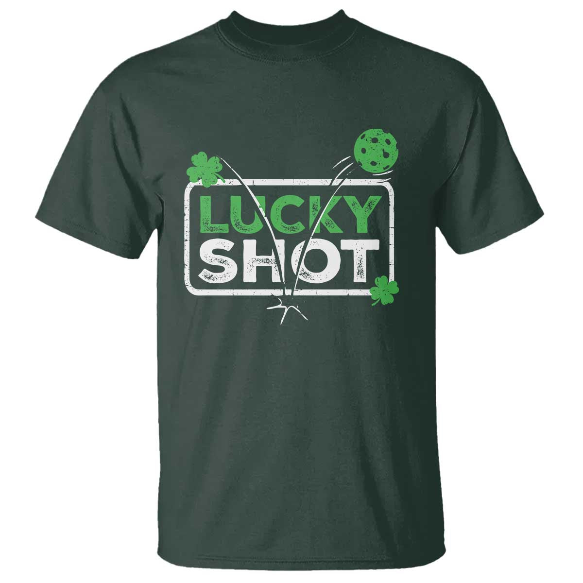 Funny St Patrick's Day Pickleball T Shirt Lucky Shot Shamrock
