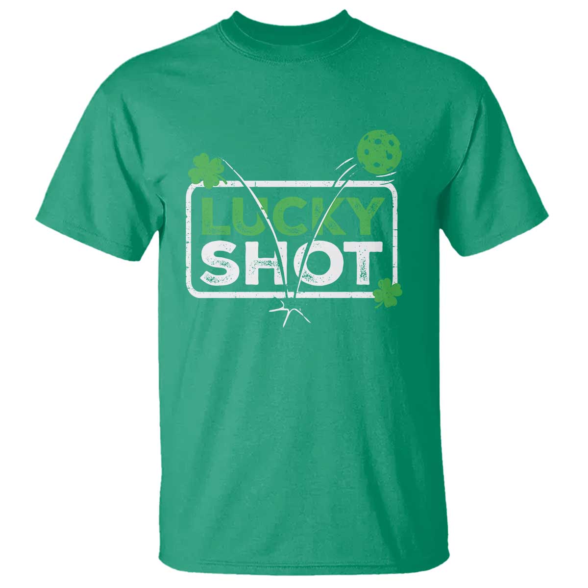Funny St Patrick's Day Pickleball T Shirt Lucky Shot Shamrock