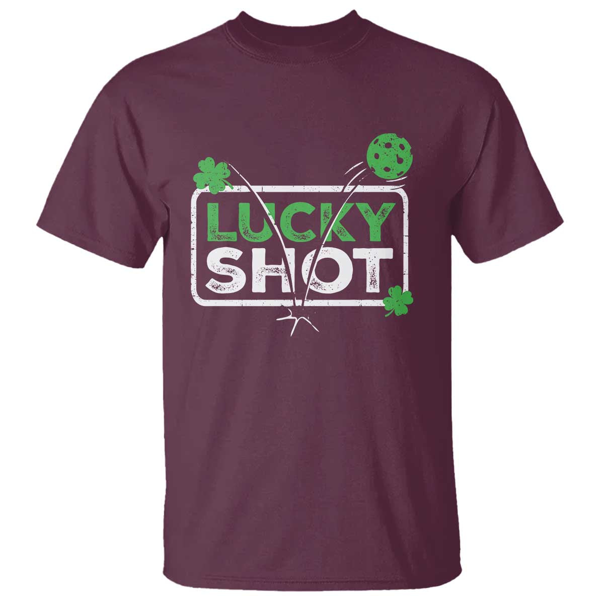 Funny St Patrick's Day Pickleball T Shirt Lucky Shot Shamrock
