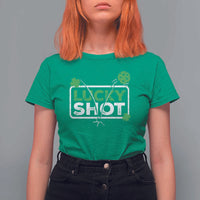 Funny St Patrick's Day Pickleball T Shirt For Women Lucky Shot Shamrock