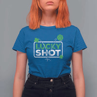 Funny St Patrick's Day Pickleball T Shirt For Women Lucky Shot Shamrock