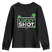 Funny St Patrick's Day Pickleball Youth Sweatshirt Lucky Shot Shamrock