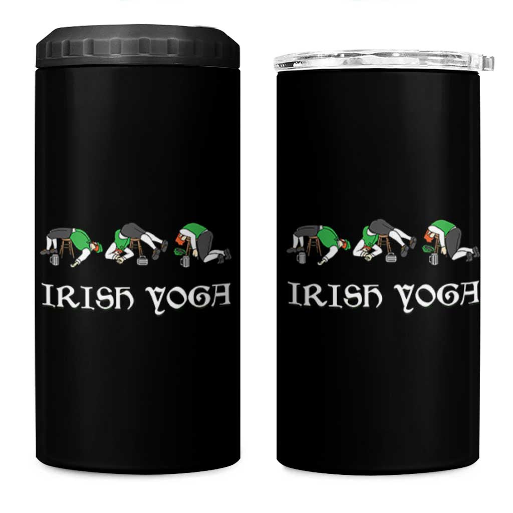 Funny St Patricks Day Beer Drinking 4 in 1 Can Cooler Tumbler Irish Yoga Leprechaun Beer Mug