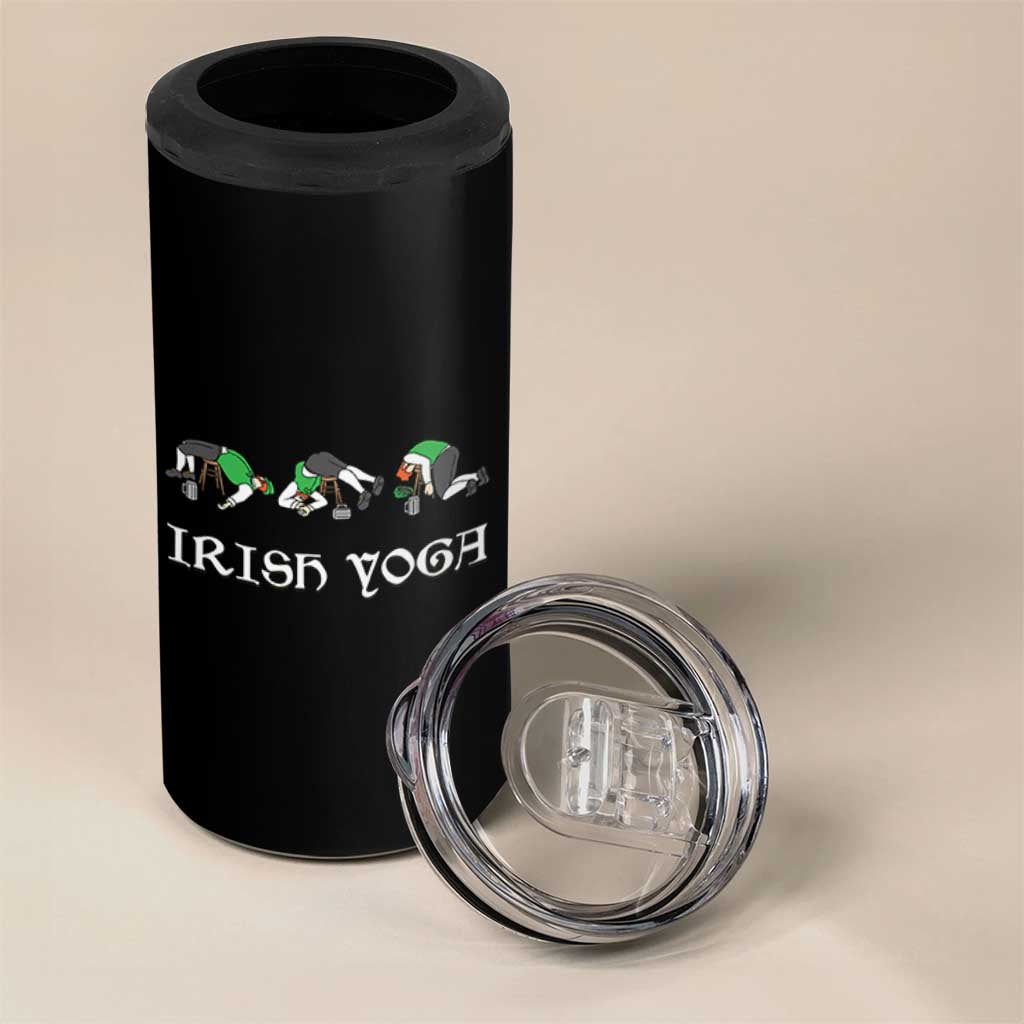 Funny St Patricks Day Beer Drinking 4 in 1 Can Cooler Tumbler Irish Yoga Leprechaun Beer Mug