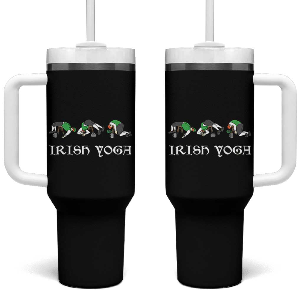 Funny St Patricks Day Beer Drinking Tumbler With Handle Irish Yoga Leprechaun Beer Mug